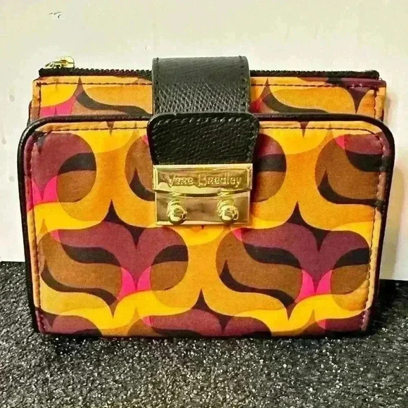 VERA BRADLEY Modern Lights Wallet. Pumpkin, Pink, Wine, And Black. Pinch Lock. - Picture 1 of 11